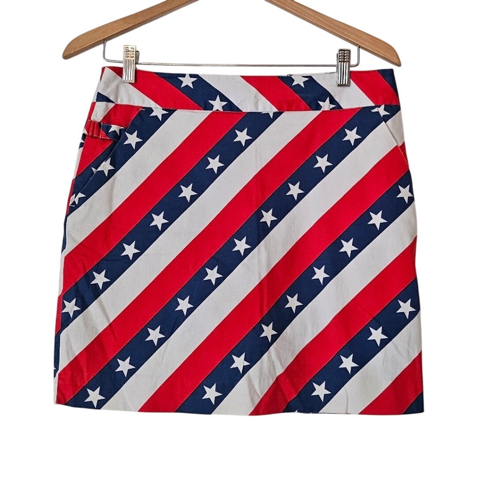 Royal & Awesome USA Flag Golf Skort Red White Blue Golfcore Size 8 Novelty